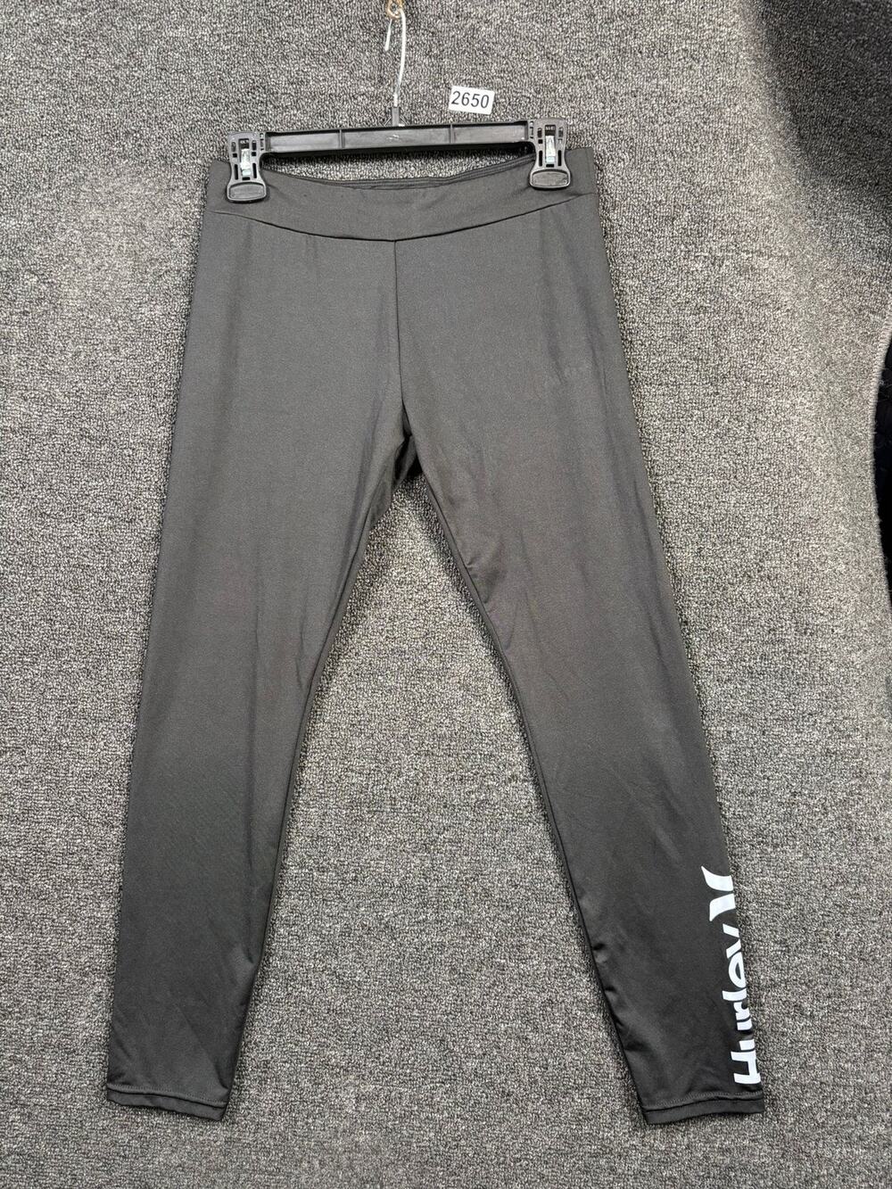 Hurley Pants Youth 14/16 Black Leggings Boys Girls Dri-Fit Activewear Logo Gym